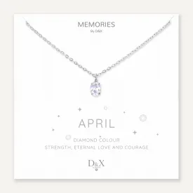 Memories: "APRIL" | Diamond Necklace | White Gold-Plated