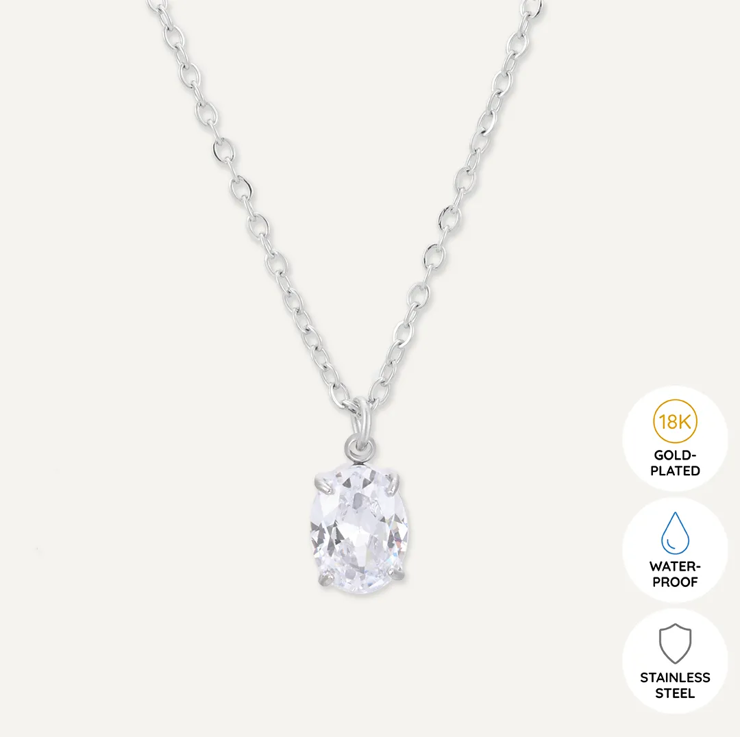 Memories: "APRIL" | Diamond Necklace | White Gold-Plated