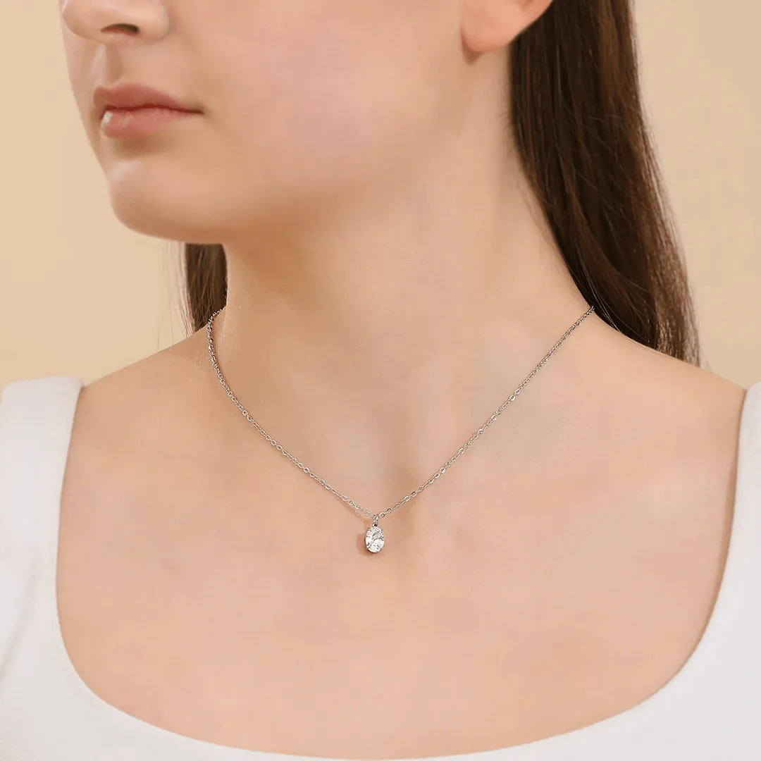 Memories: "APRIL" | Diamond Necklace | White Gold-Plated