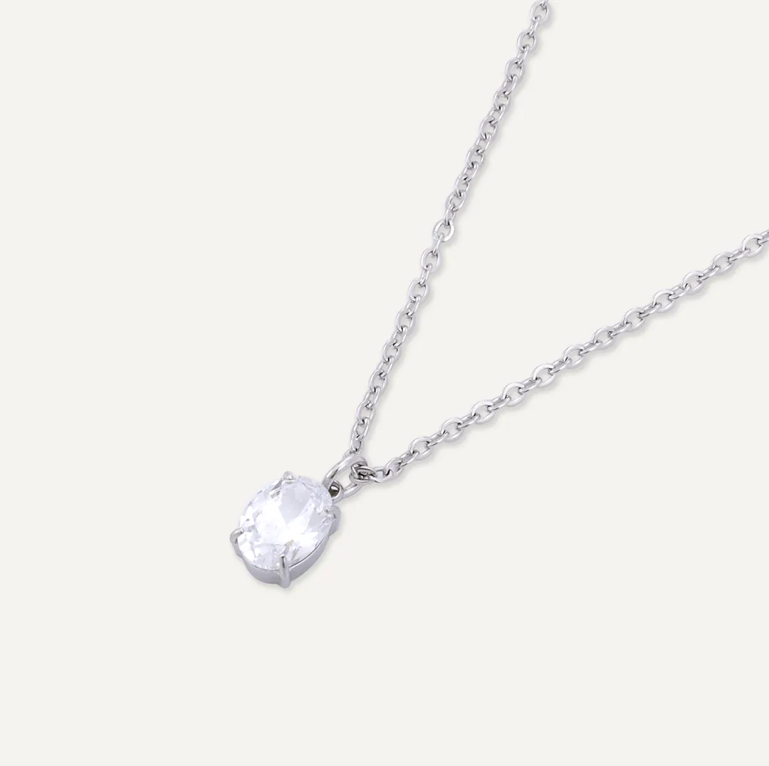 Memories: "APRIL" | Diamond Necklace | White Gold-Plated