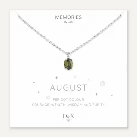 Memories: "AUGUST" | Peridot Necklace | White Gold-Plated