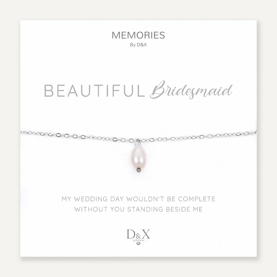 Memories: "BEAUTIFUL BRIDESMAID" | Pearl Bracelet | White Gold-Plated