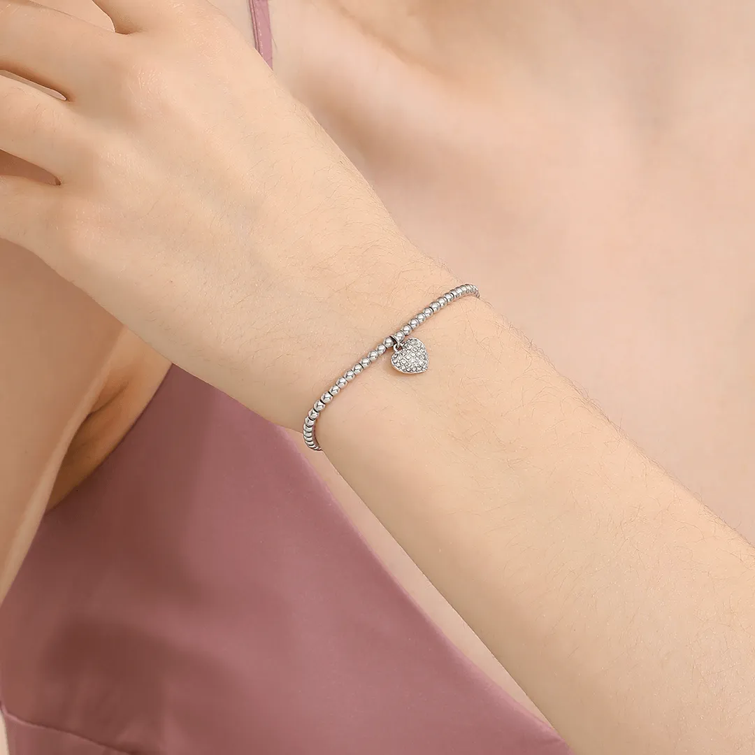 Memories: "BEST GIRL" | Heart Bracelet | White Gold-Plated