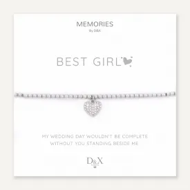 Memories: "BEST GIRL" | Heart Bracelet | White Gold-Plated