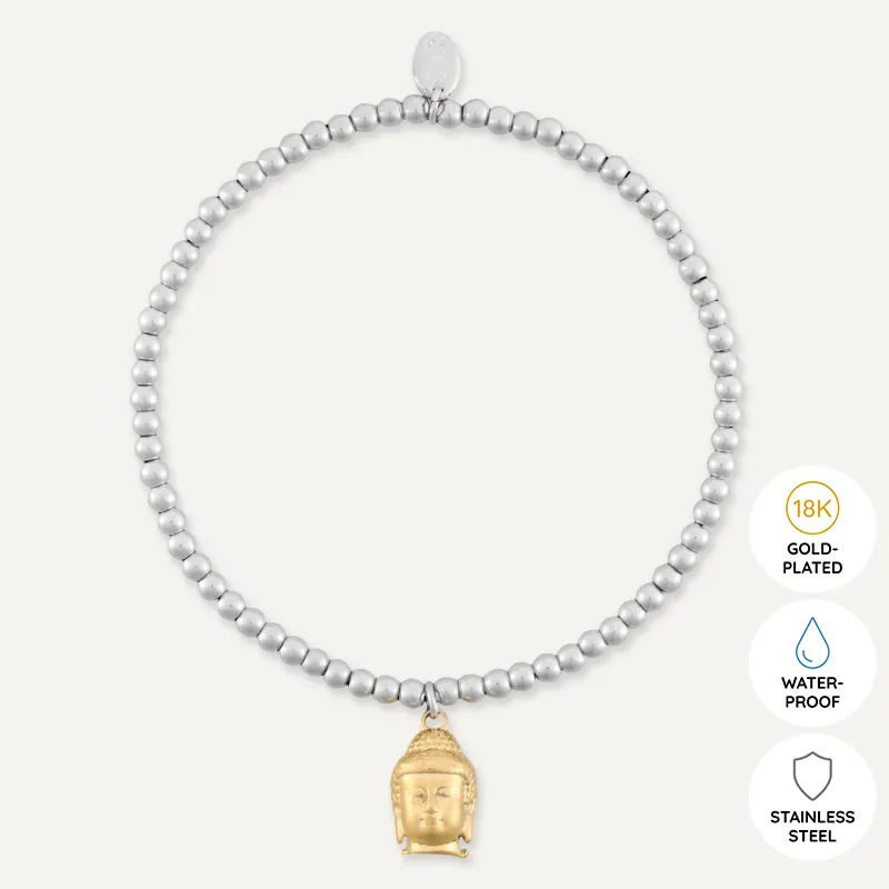 Memories: "BUDDHA" | Buddha Bracelet | White Gold & 18K Gold-Plated