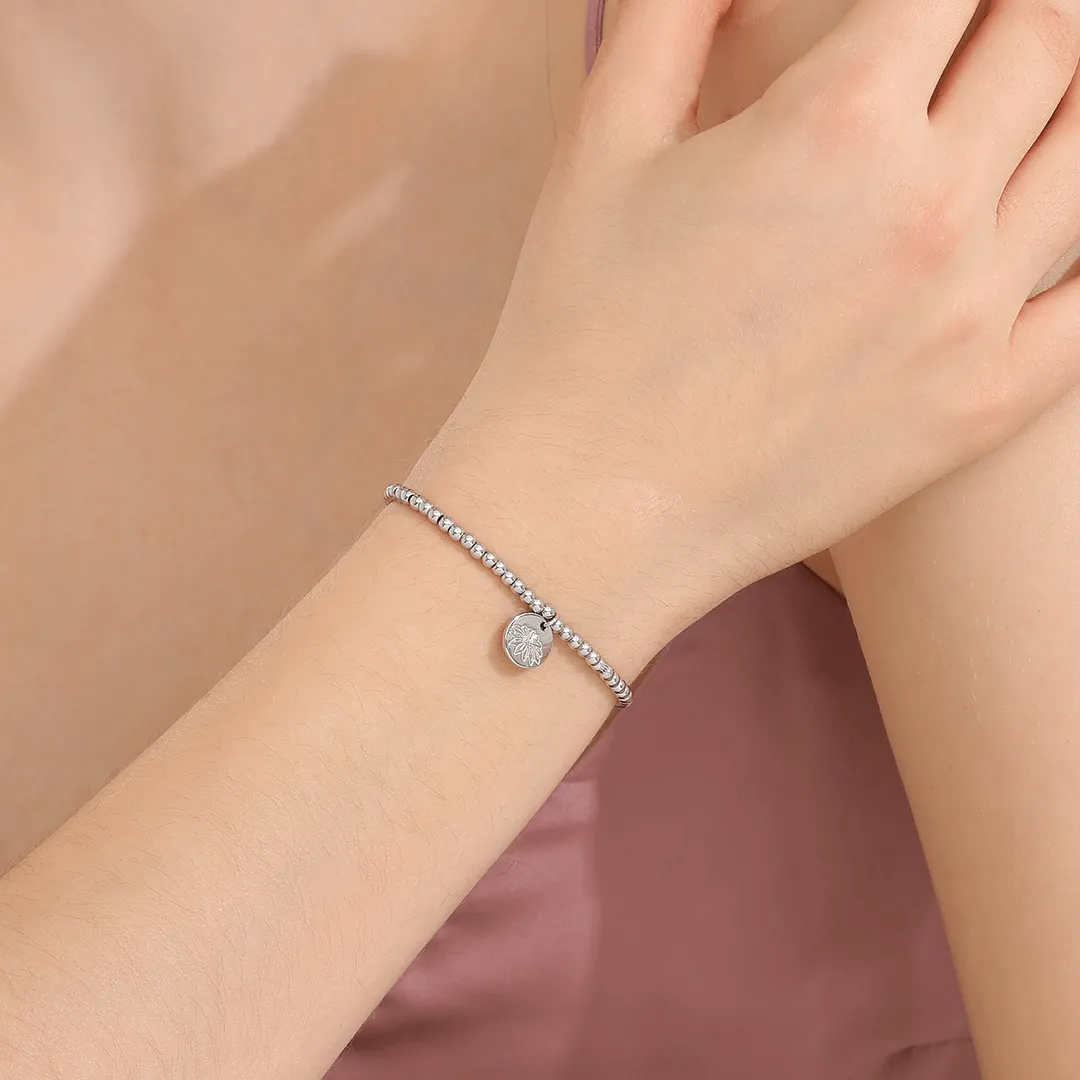 Memories: "DECEMBER" | Poinsettia Bracelet | White Gold-Plated