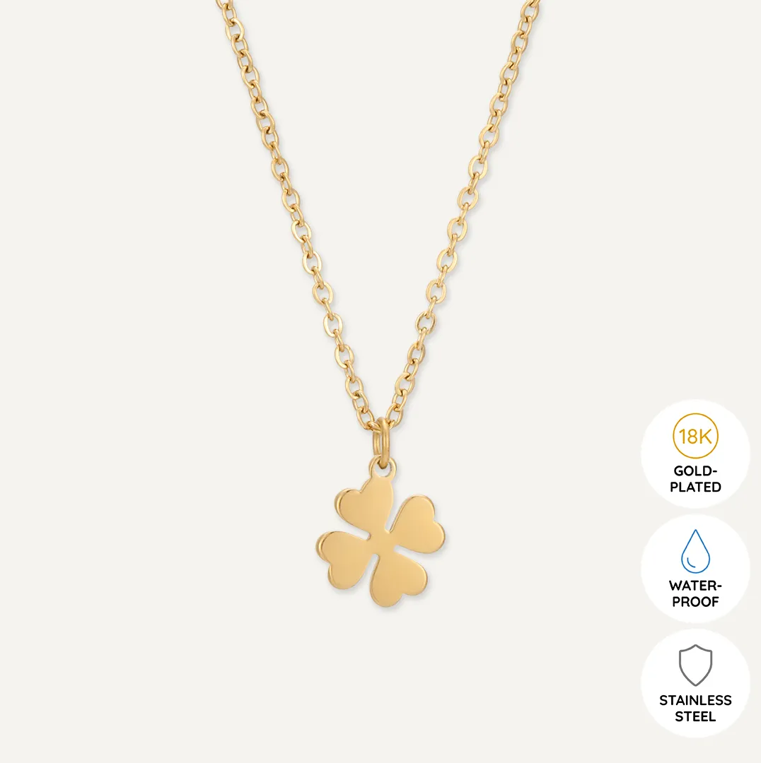 Memories: "GOOD LUCK" | Clover Necklace | 18K Gold-Plated