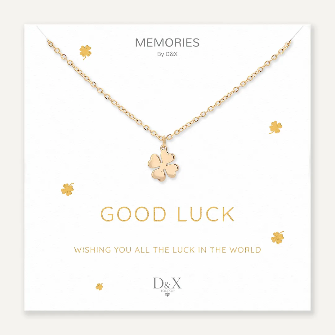 Memories: "GOOD LUCK" | Clover Necklace | 18K Gold-Plated