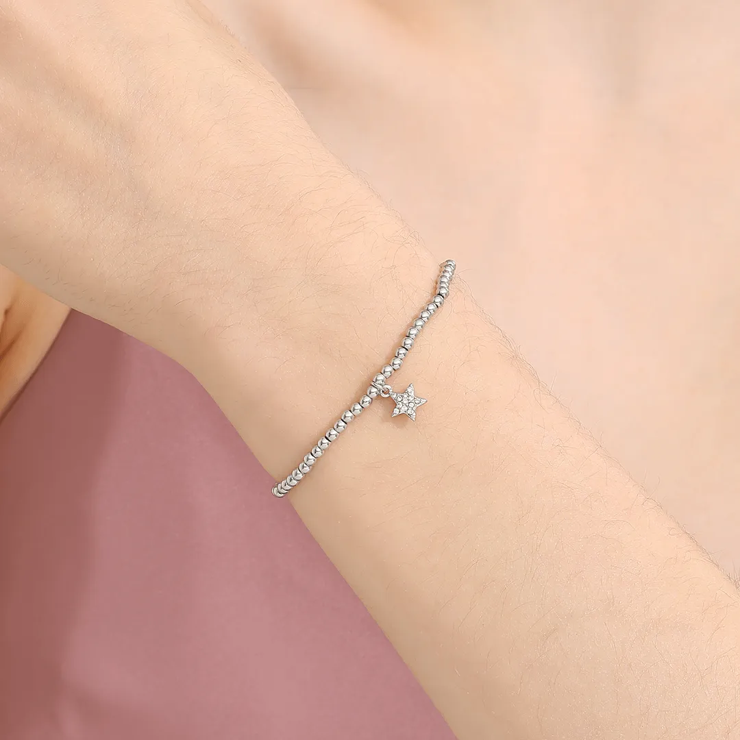 Memories: "HAPPY DIWALI" | Star Bracelet | White Gold-Plated