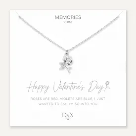 Memories: "HAPPY VALENTINE'S DAY" | Rose Necklace | White Gold-Plated