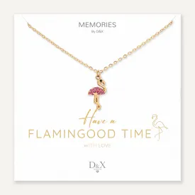 Memories: "HAVE A FLAMINGOOD TIME" | Flamingo Necklace | 18K Gold-Plated