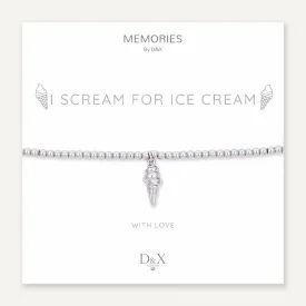 Memories: "I SCREAM FOR ICE CREAM" | Ice Cream Cone Bracelet | White Gold-Plated