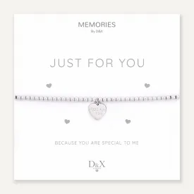 Memories: "JUST FOR YOU" | Heart Bracelet | White Gold-Plated