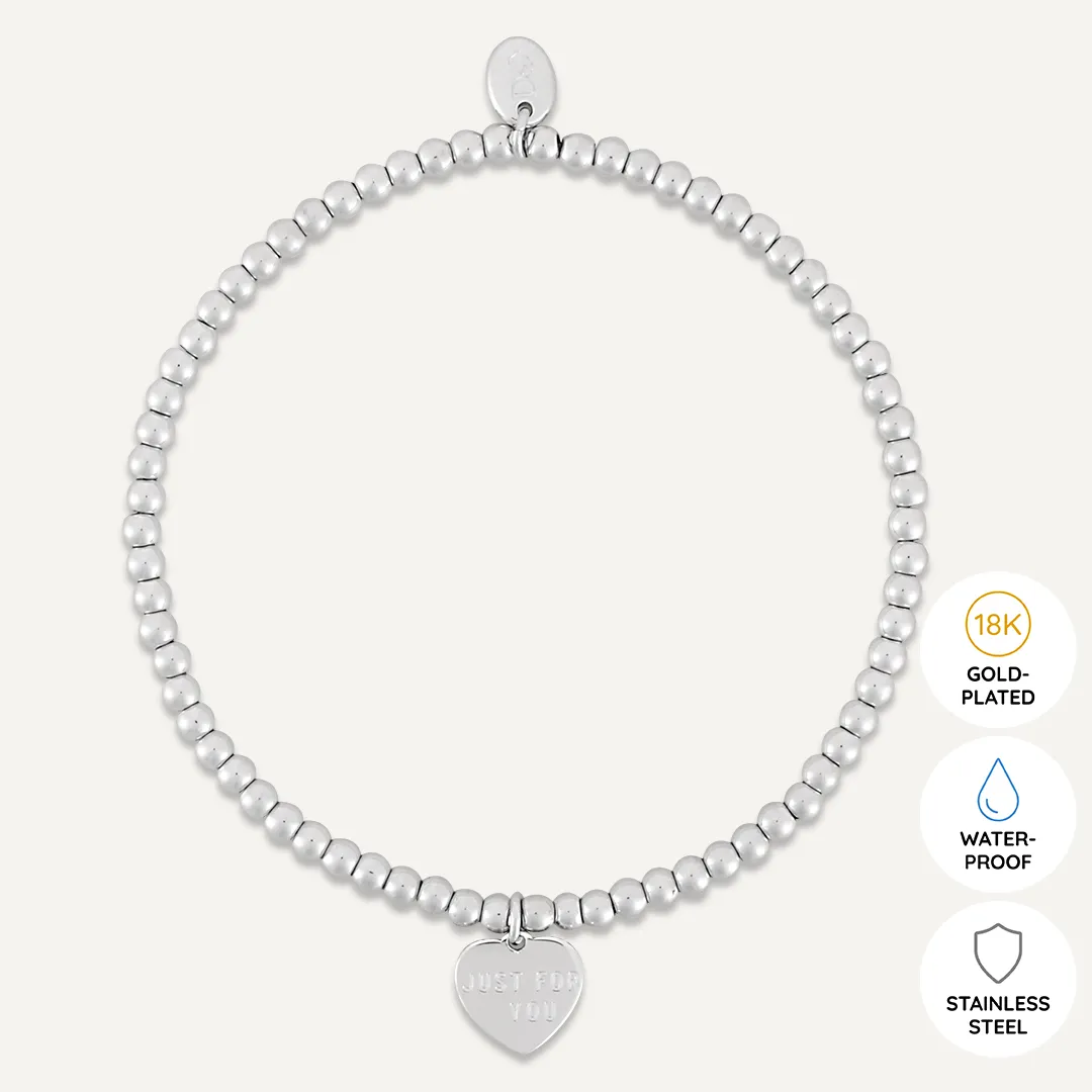 Memories: "JUST FOR YOU" | Heart Bracelet | White Gold-Plated