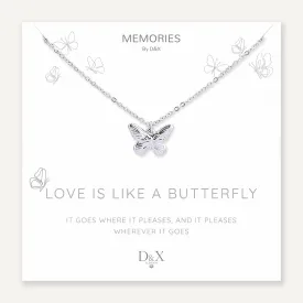 Memories: "LOVE IS LIKE A BUTTERFLY" | Butterfly Necklace | White Gold-Plated