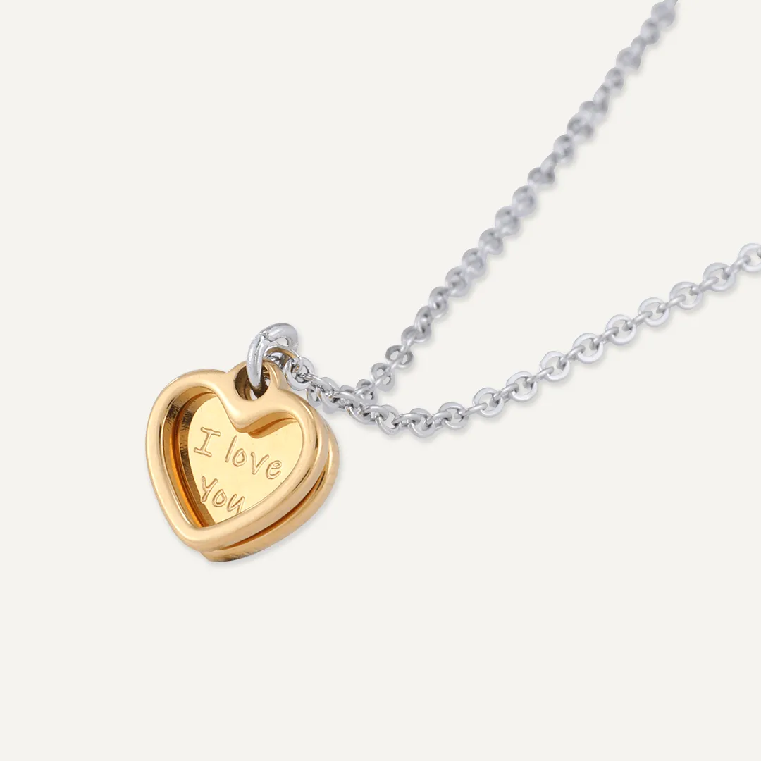 Memories: "LOVE YOU" | Heart Necklace | White Gold & 18K Gold-Plated