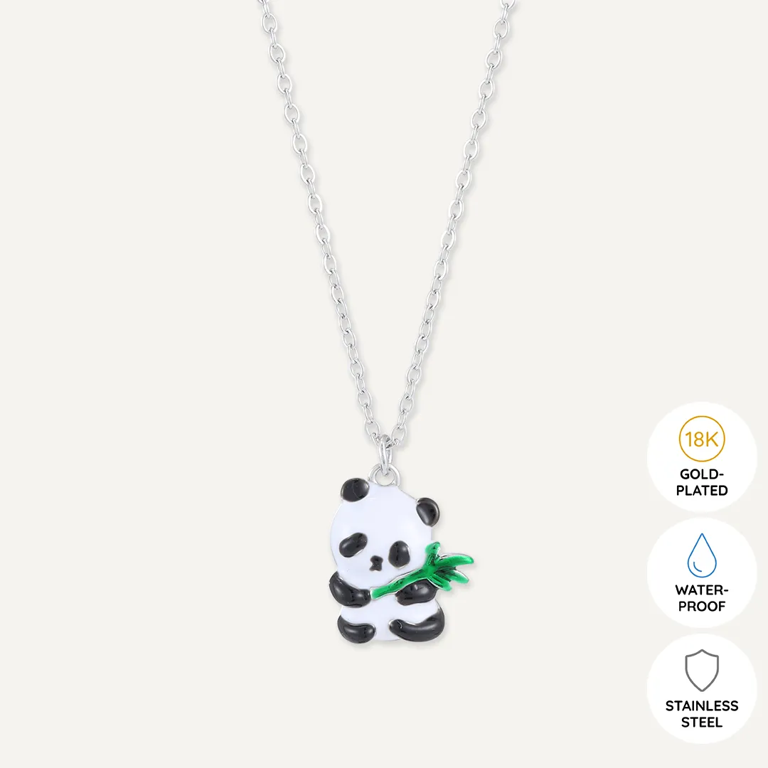 Memories: "PANDAMODIUM" | Panda Necklace | White Gold-Plated | Multi-Colour