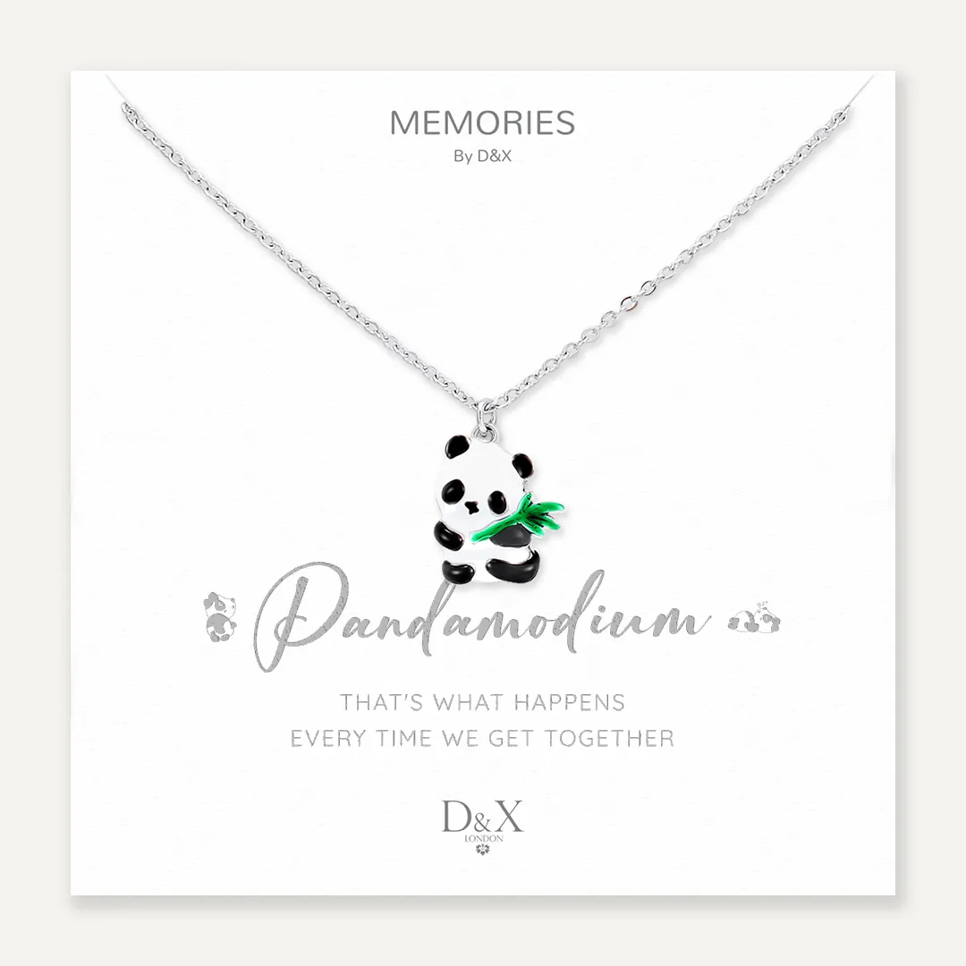 Memories: "PANDAMODIUM" | Panda Necklace | White Gold-Plated | Multi-Colour