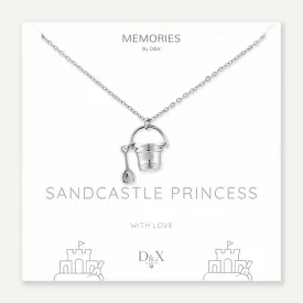 Memories: "SANDCASTLE PRINCESS" | Sand Bucket Necklace | White Gold-Plated