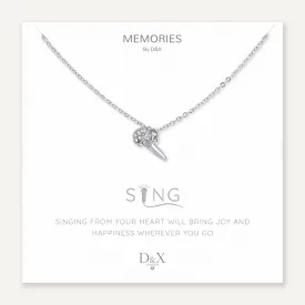 Memories: "SING" | Singing Mic Necklace | White Gold-Plated