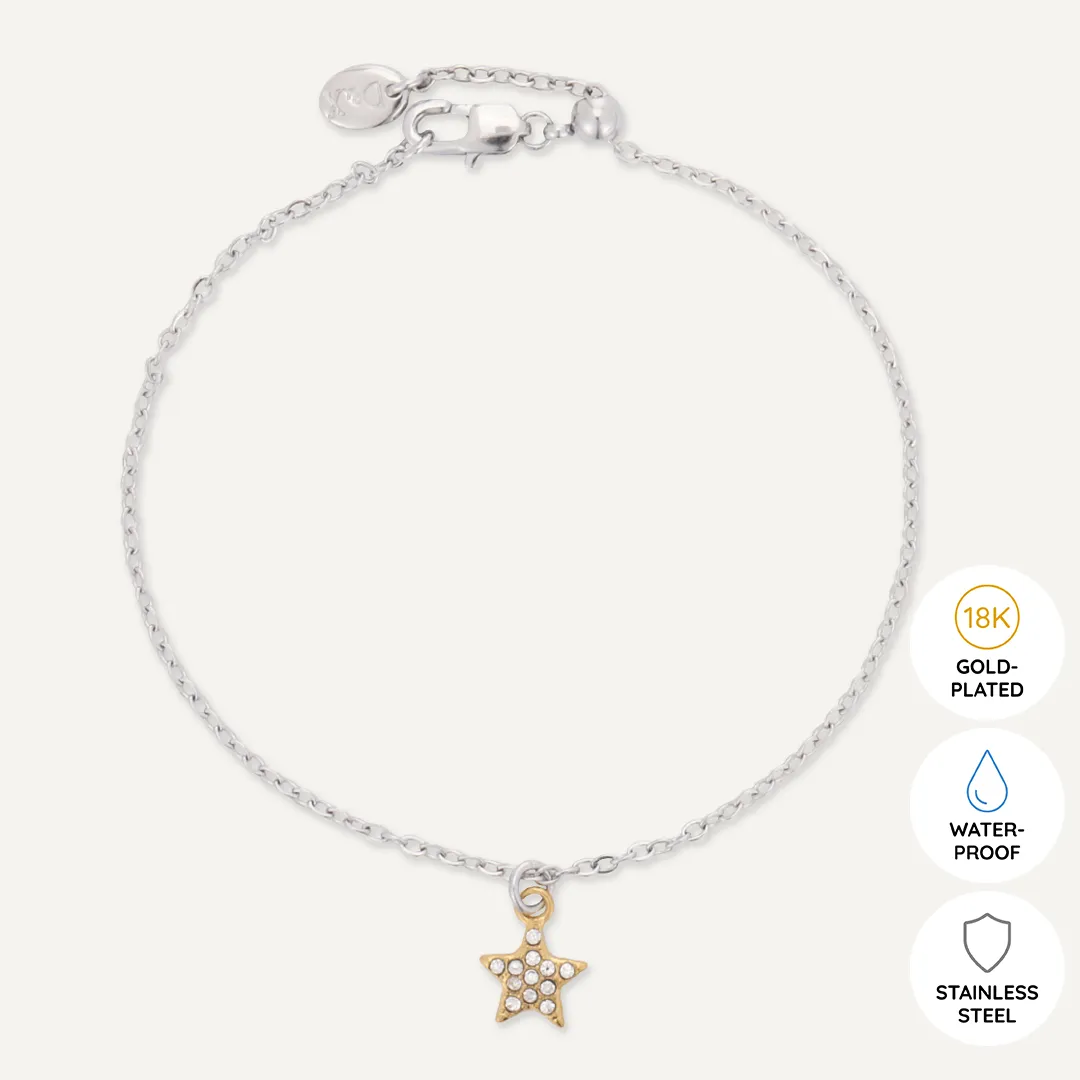 Memories: "THANK YOU FOR BEING MY MAID OF HONOUR" | Star Bracelet | White Gold & 18K Gold-Plated