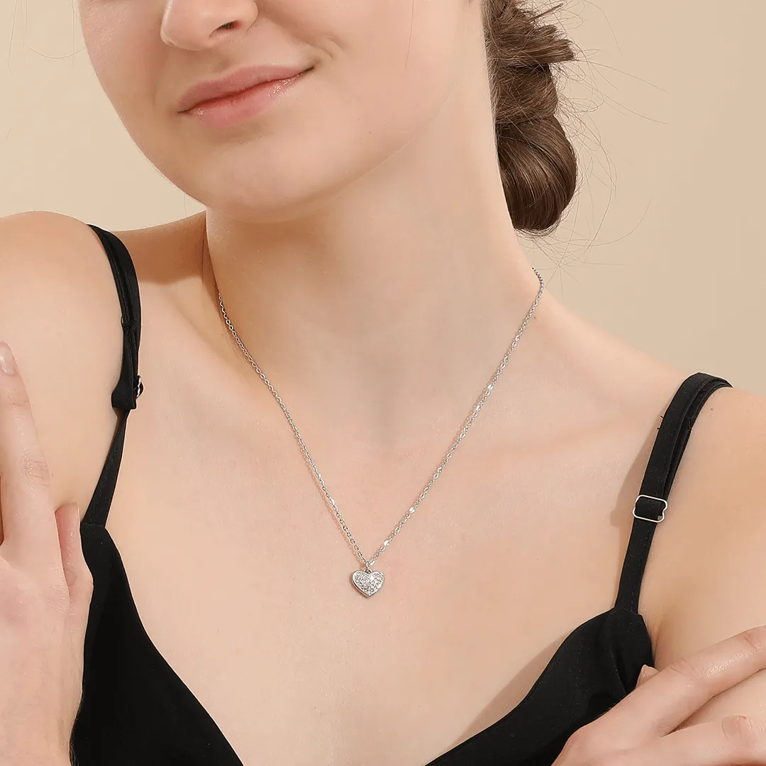 Memories: "WONDERFUL NAN" | Heart Necklace | White Gold-Plated