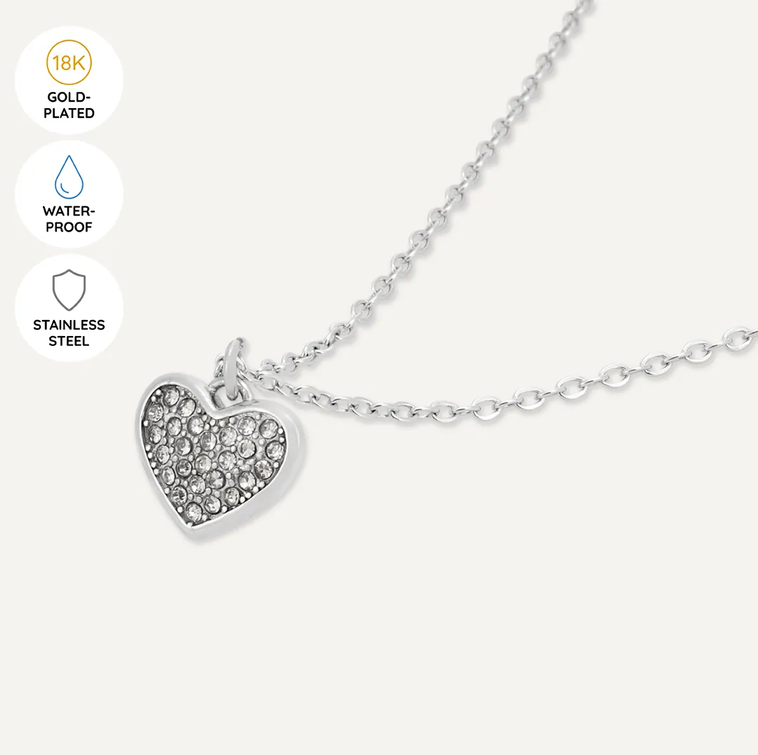 Memories: "WONDERFUL NAN" | Heart Necklace | White Gold-Plated