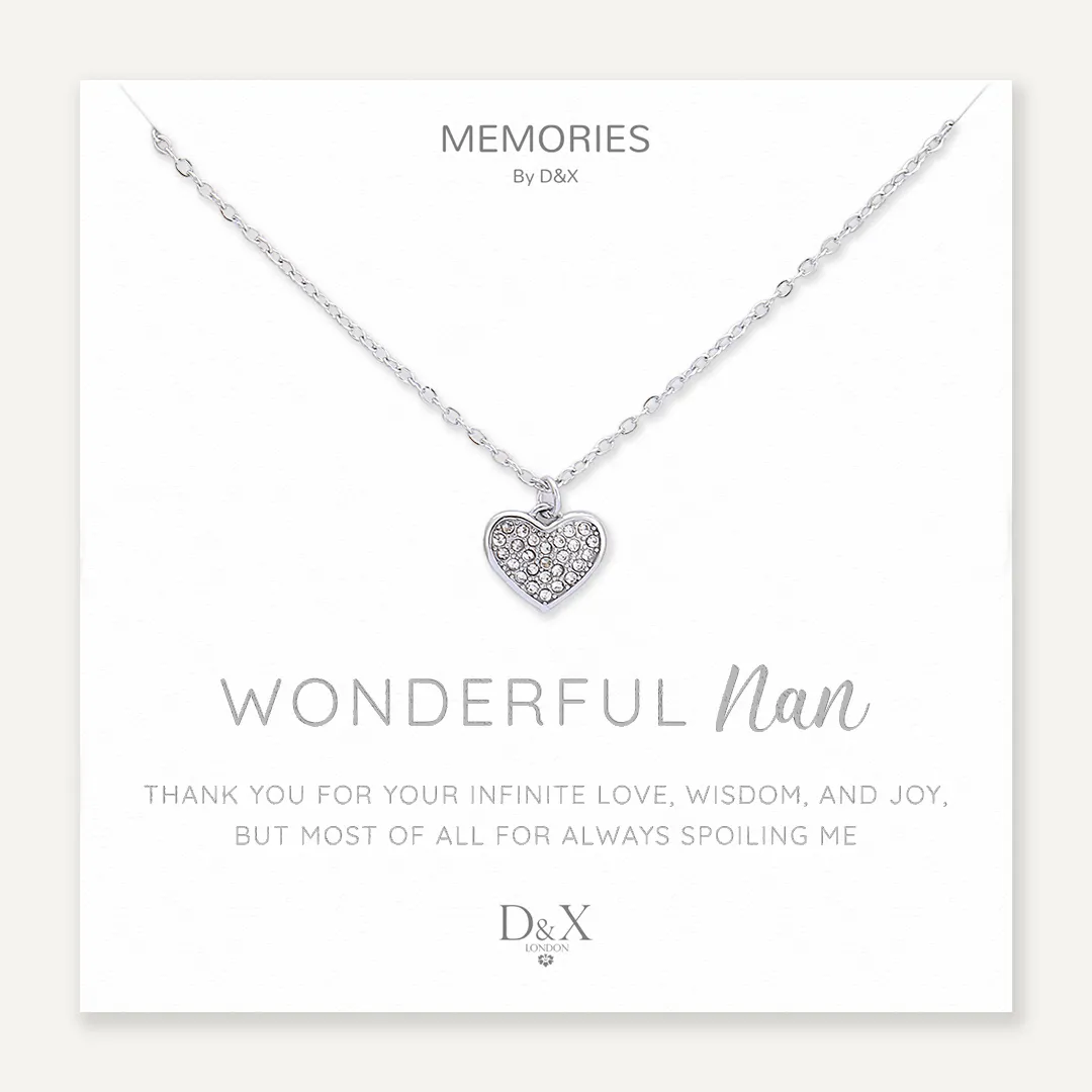 Memories: "WONDERFUL NAN" | Heart Necklace | White Gold-Plated