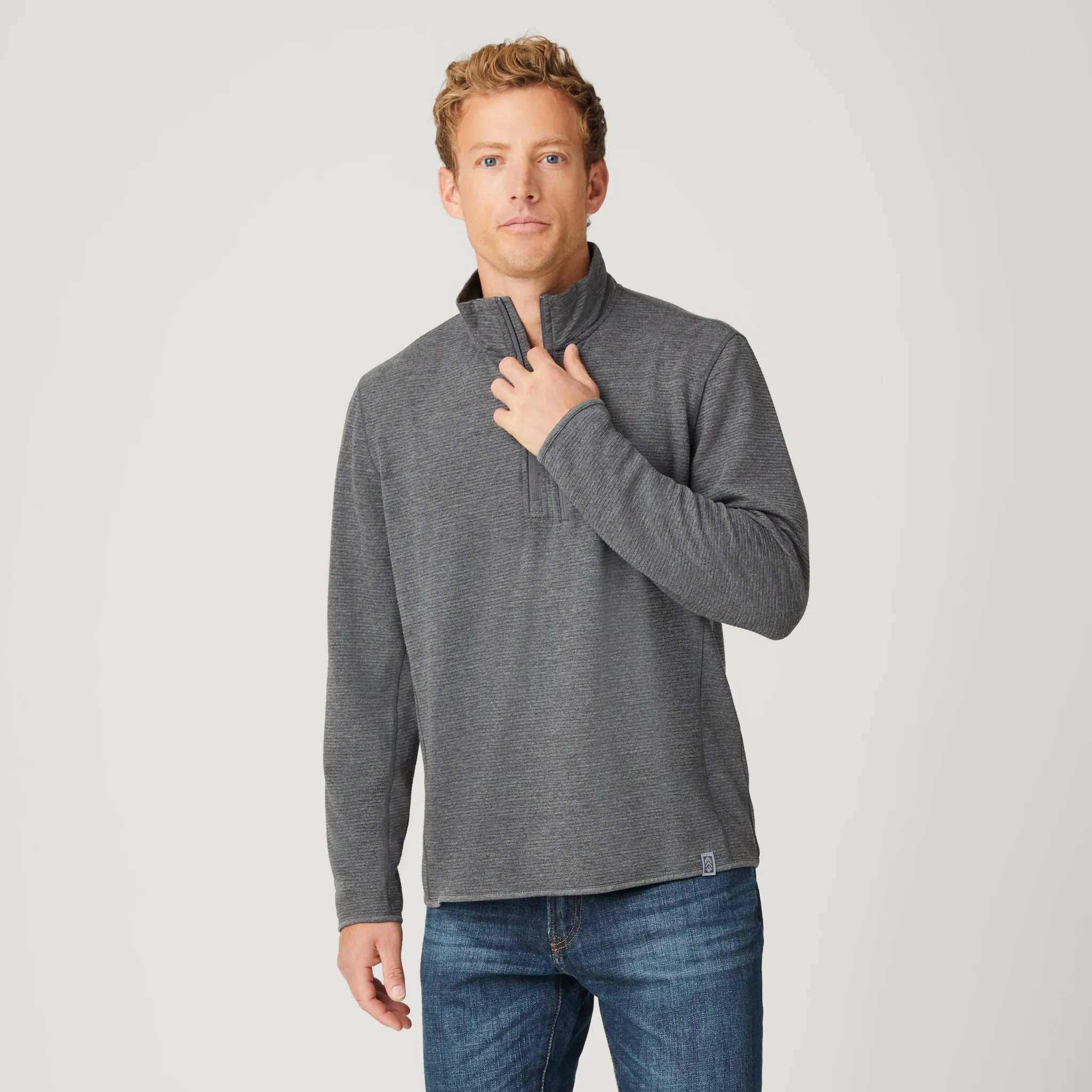 Men's Altitude Quilt Long Sleeve 1/2 Zip Mock Neck Shirt