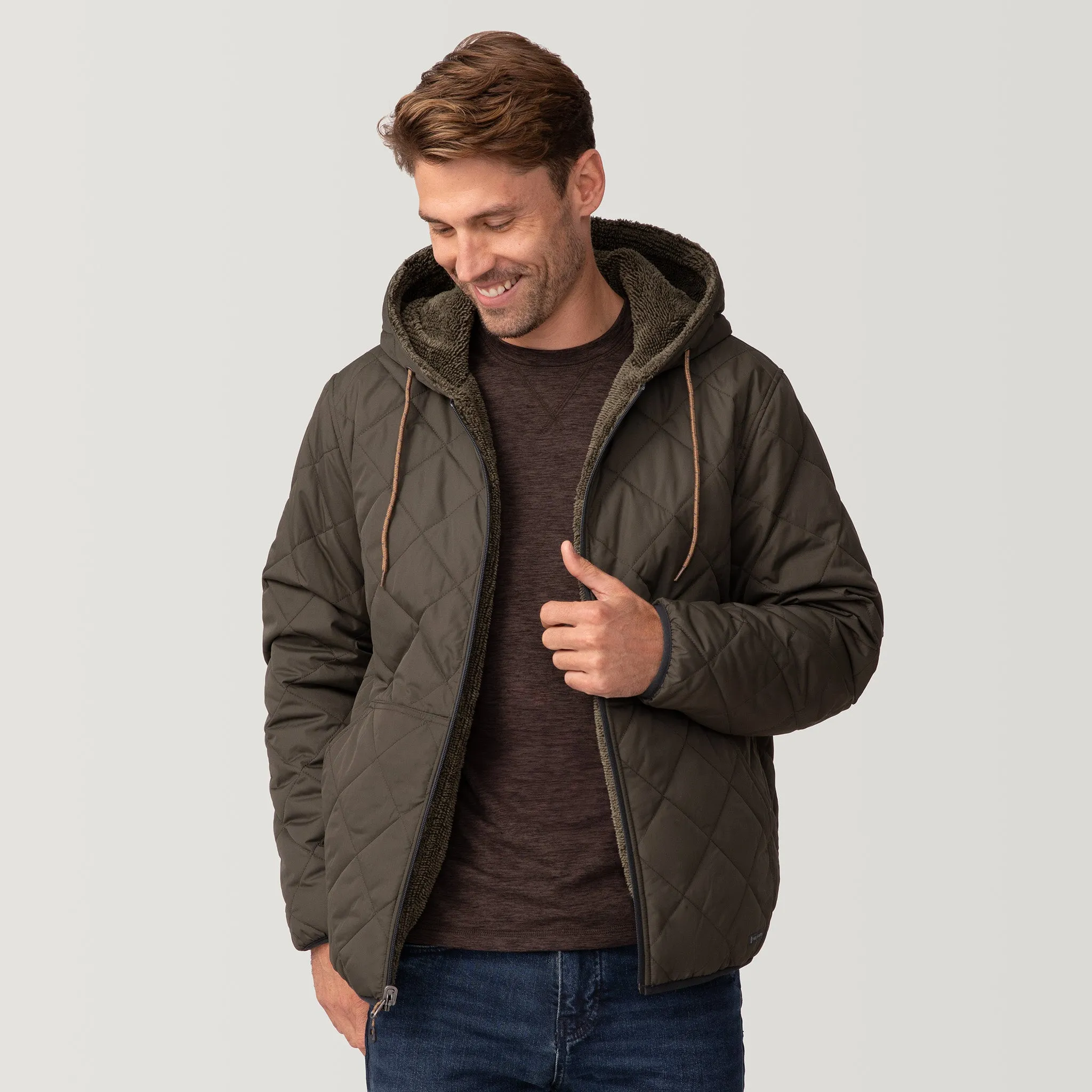 Men's Atlas Hooded Quilted Reversible Sherpa Jacket