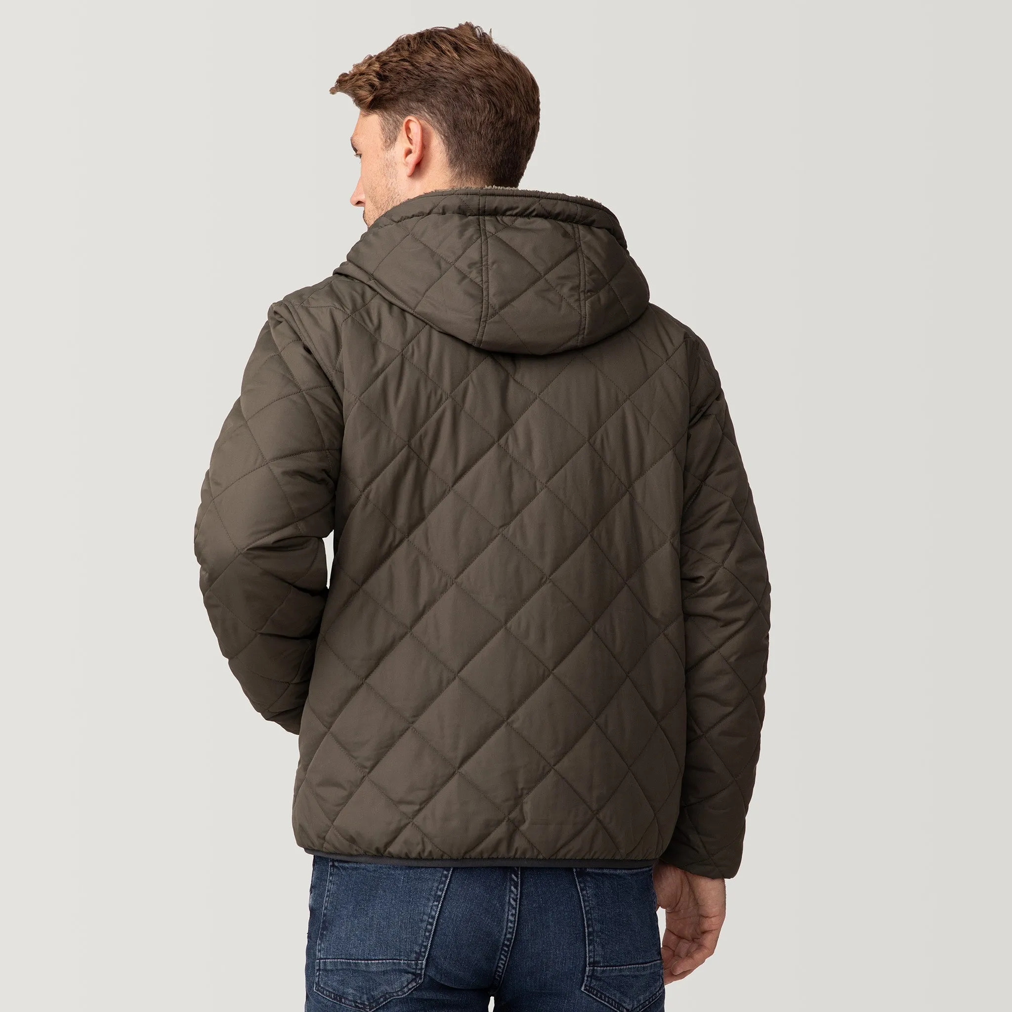 Men's Atlas Hooded Quilted Reversible Sherpa Jacket