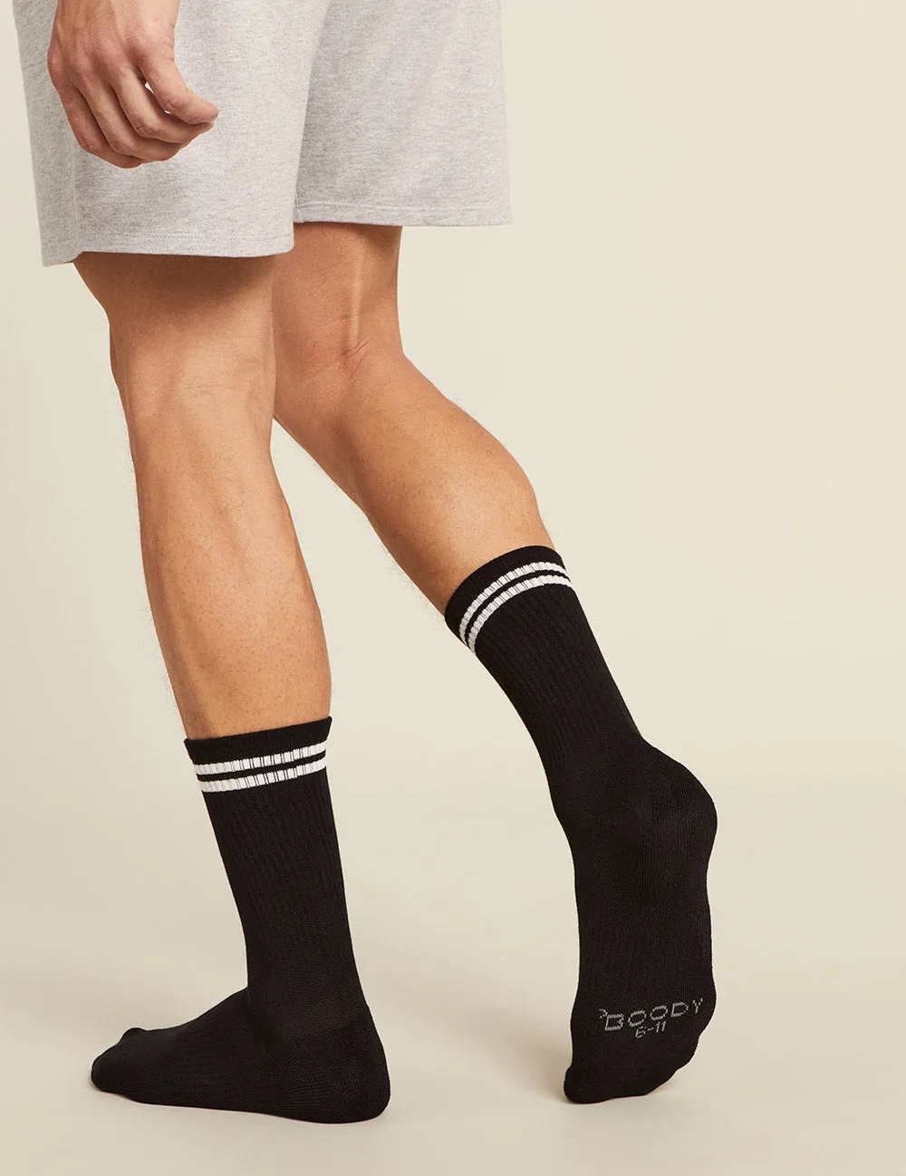 Men's Striped Cushioned Crew Socks - Black/White