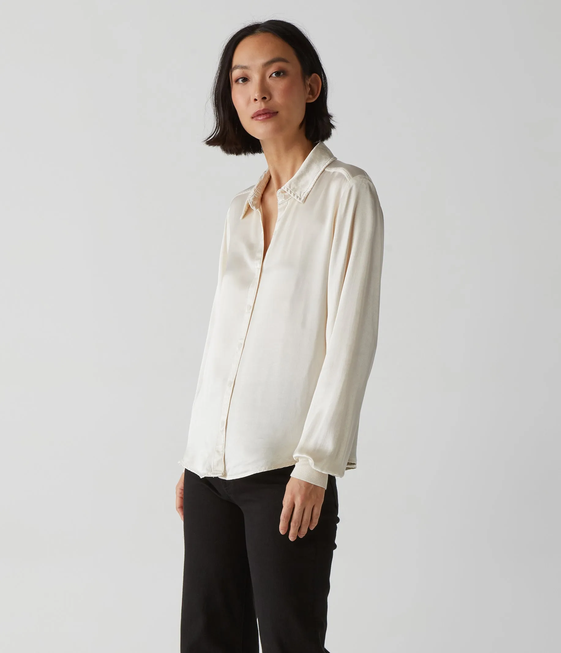 Meredith Satin Button Down Shirt