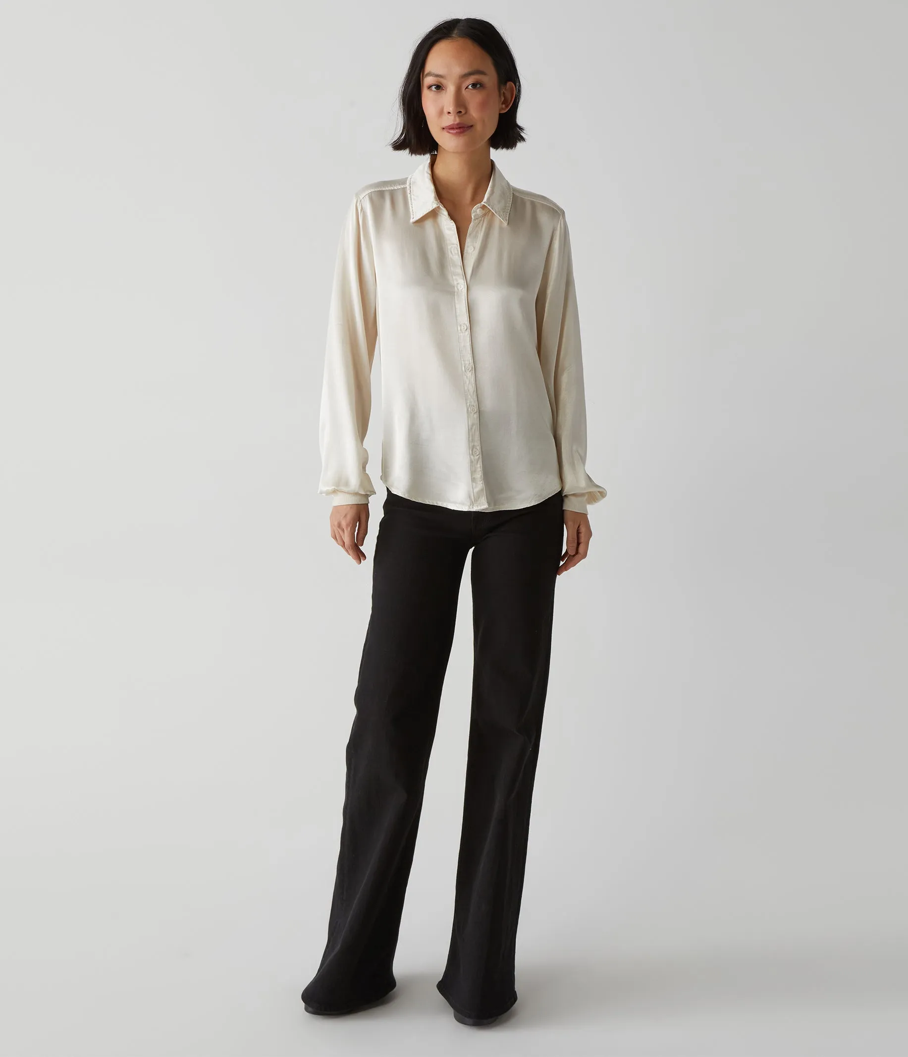 Meredith Satin Button Down Shirt