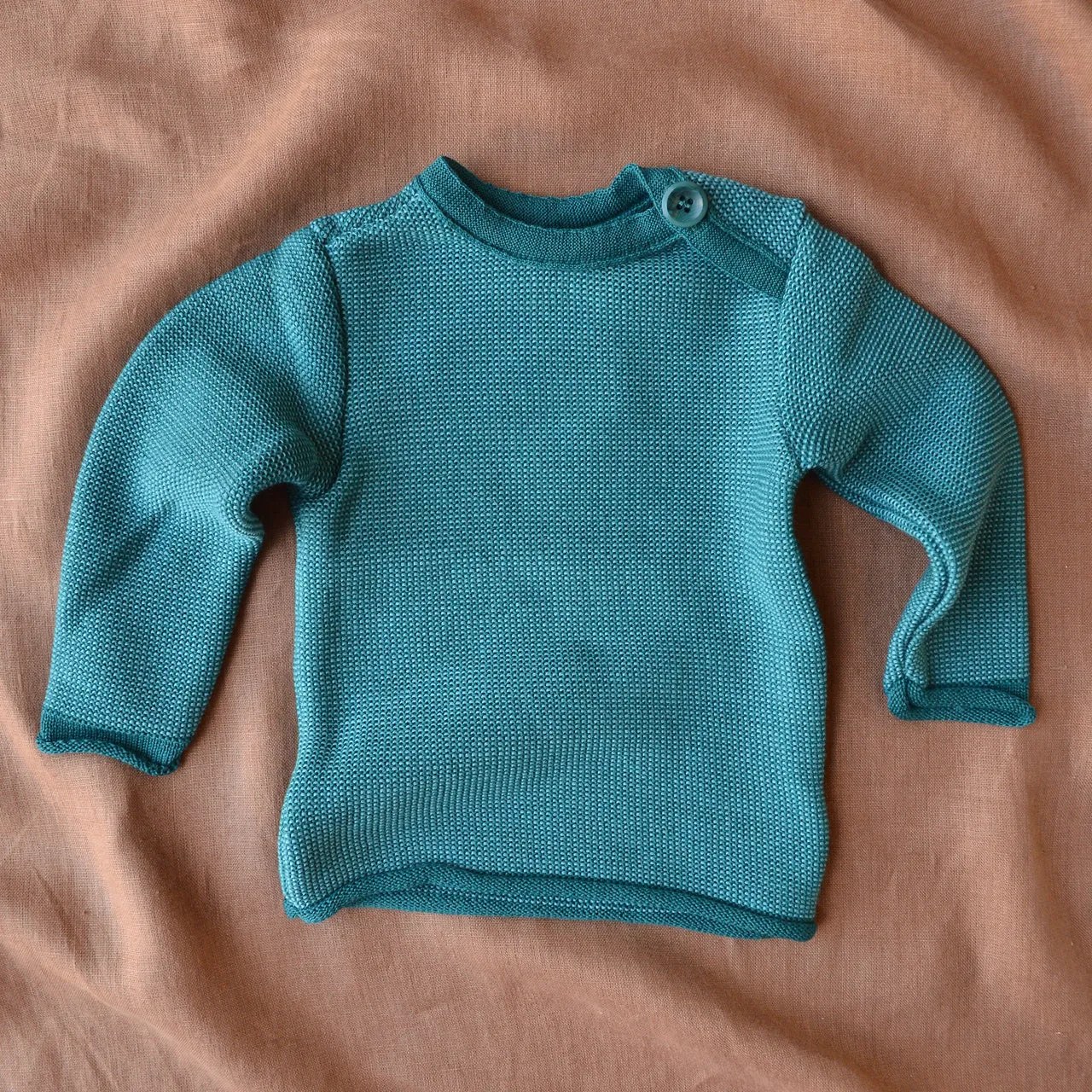 Merino Baby Jumper - Pacific/Teal (0-3m) *Last One!