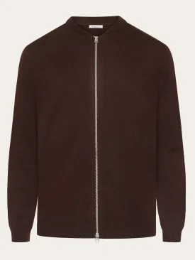 Merino zip cardigan - RWS - Demitasse (brown)