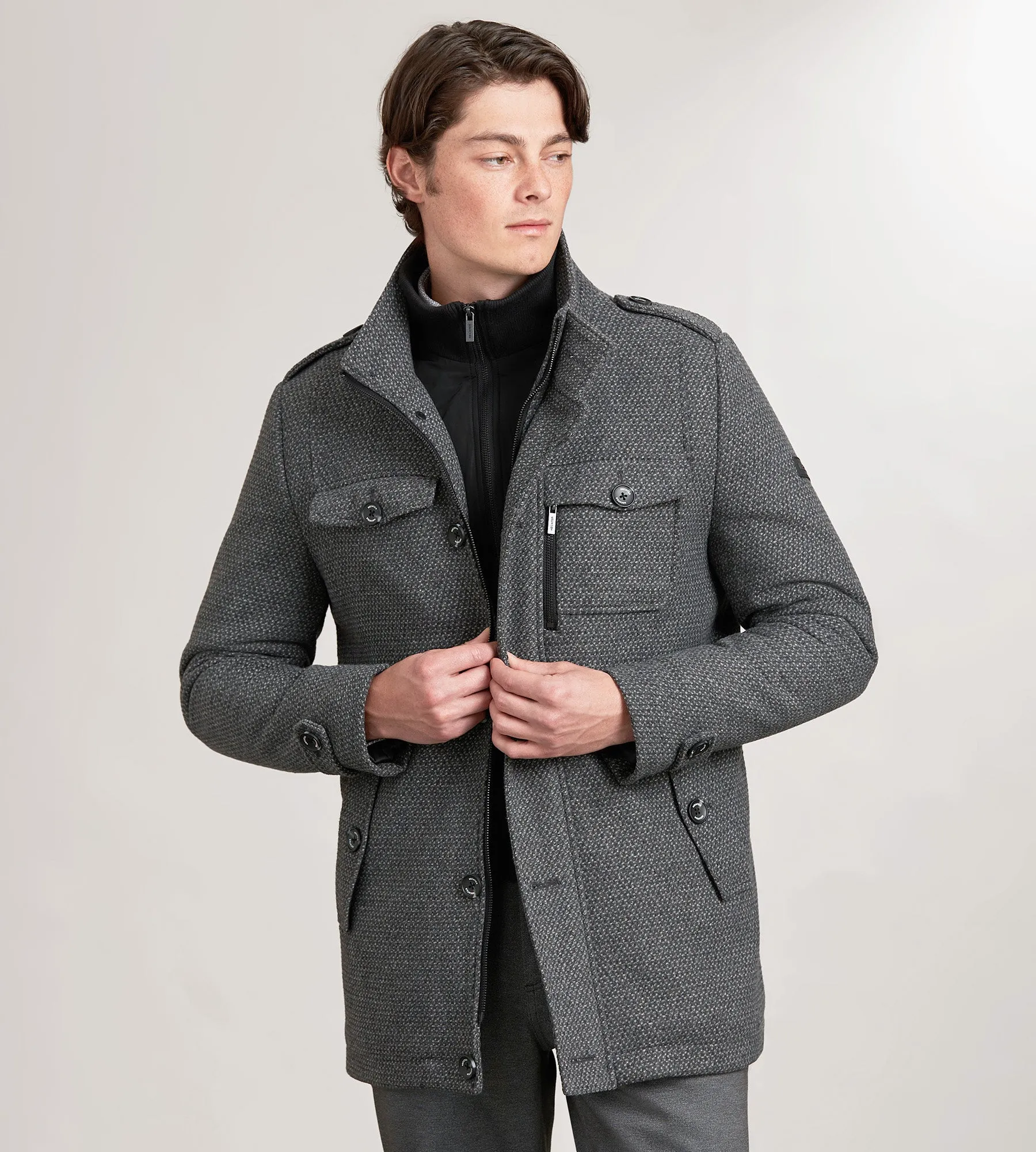 Modern Fit Mid-Length Field Coat with Bib