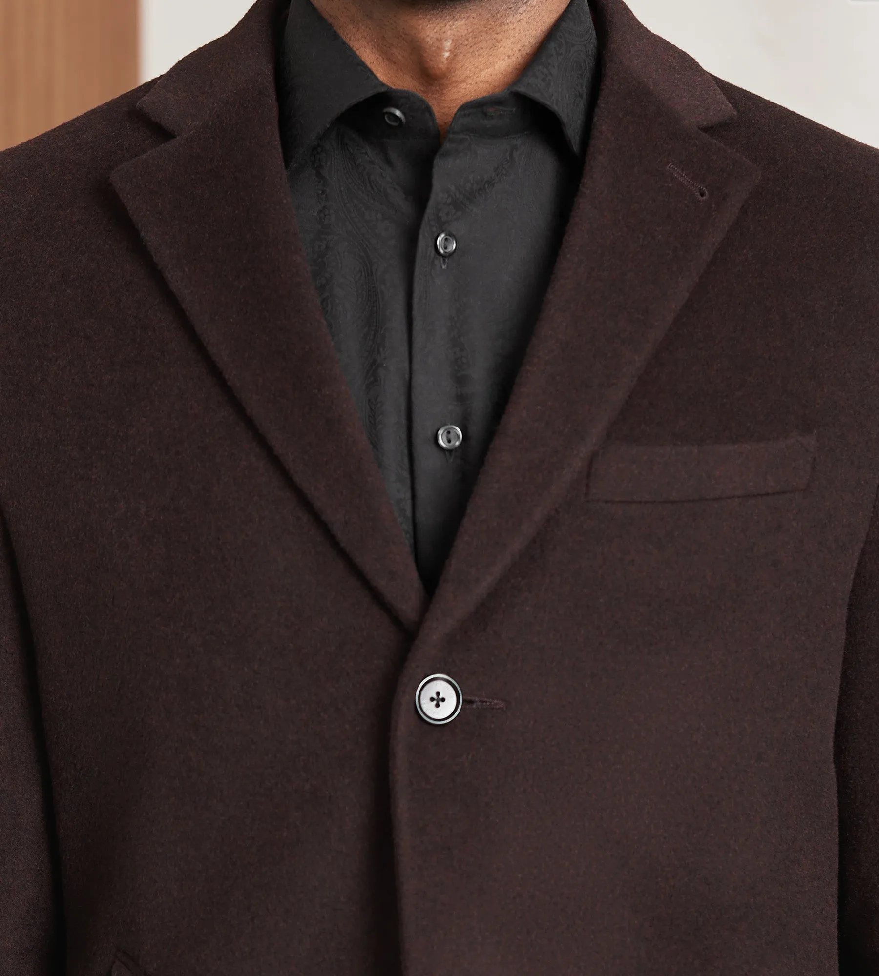 Modern Fit Water-Resistant Long Wool Coat