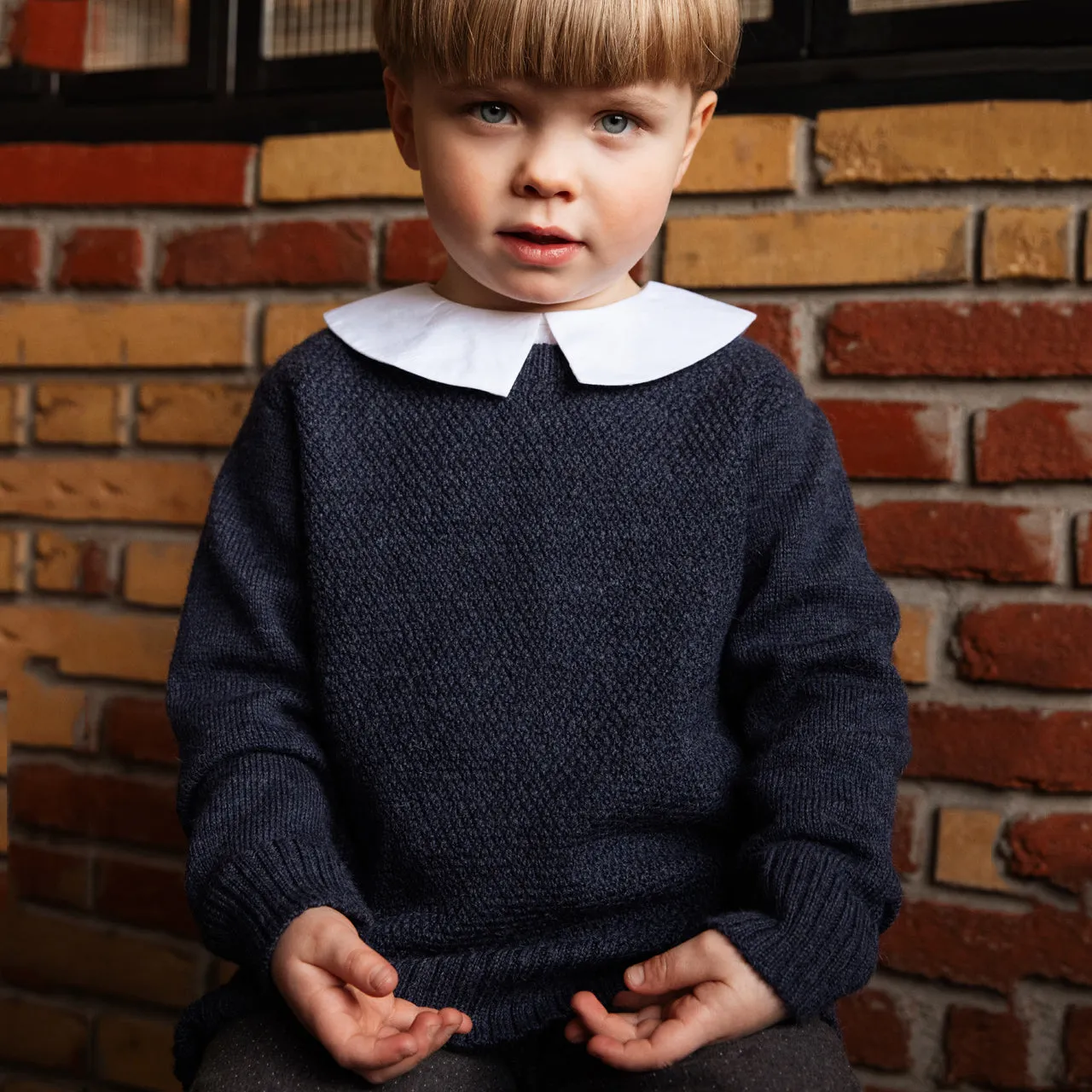 Moss Stitch Jumper - Alpaca/Merino - Cedar (18m-8y)