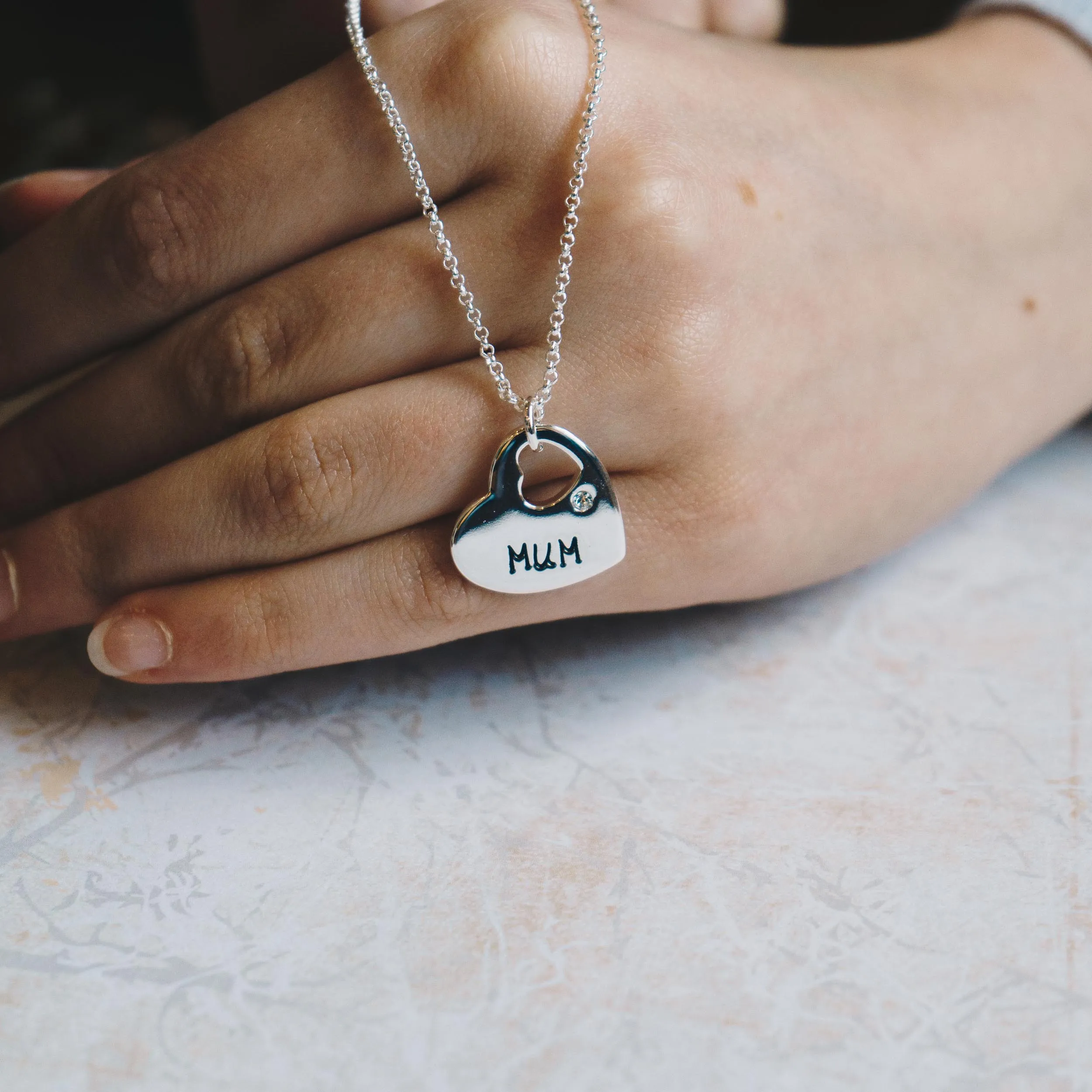 Mum Heart Necklace with Quote Card Created with Zircondia® Crystals