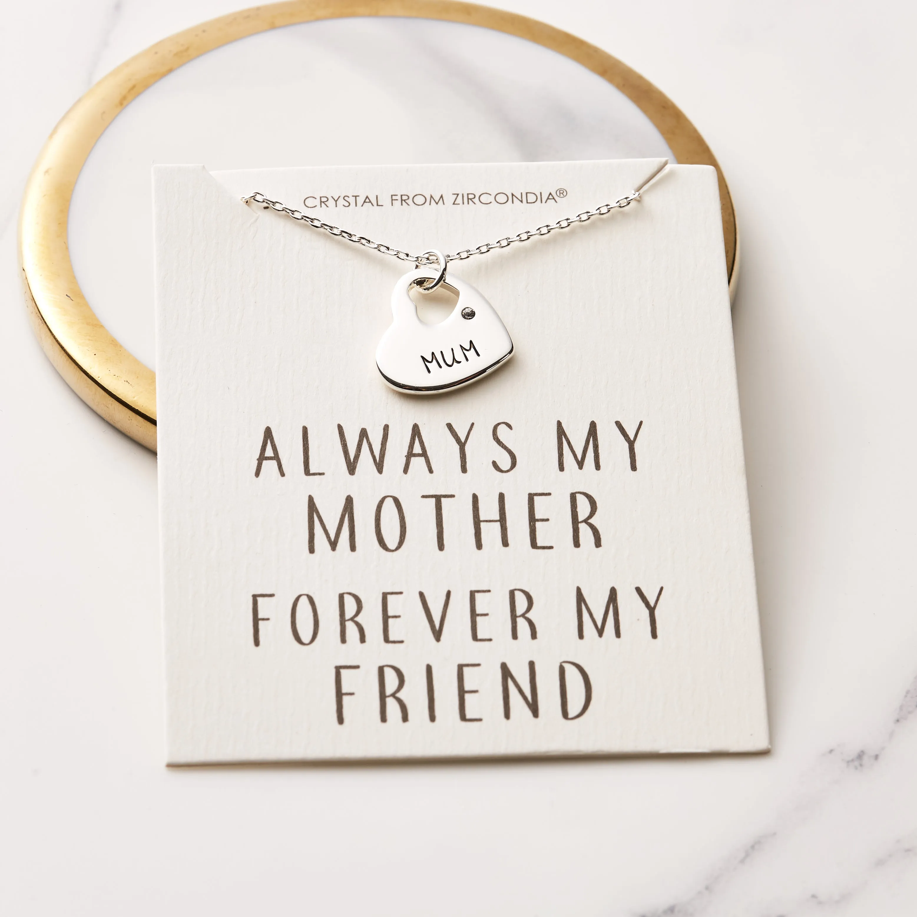 Mum Heart Necklace with Quote Card Created with Zircondia® Crystals