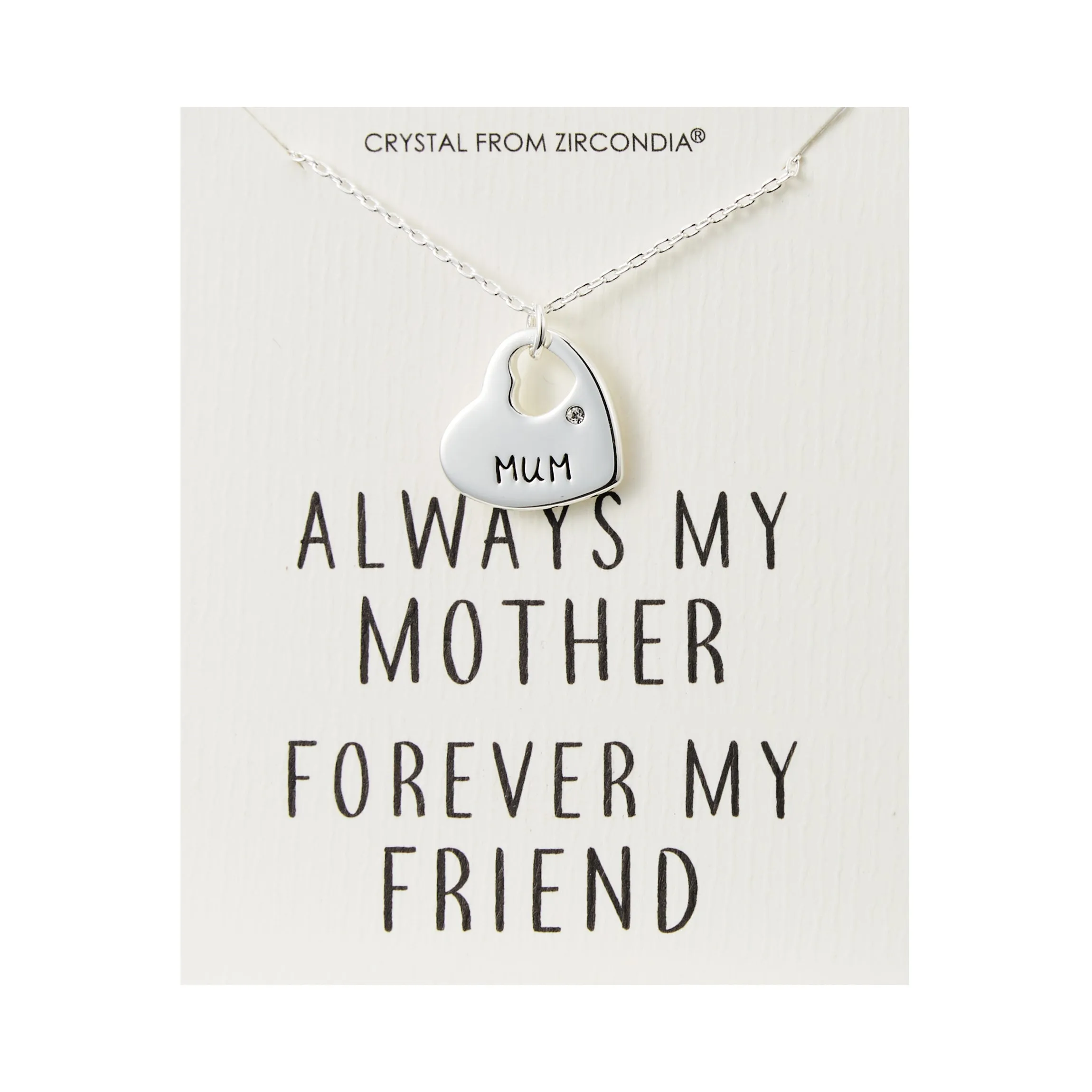 Mum Heart Necklace with Quote Card Created with Zircondia® Crystals