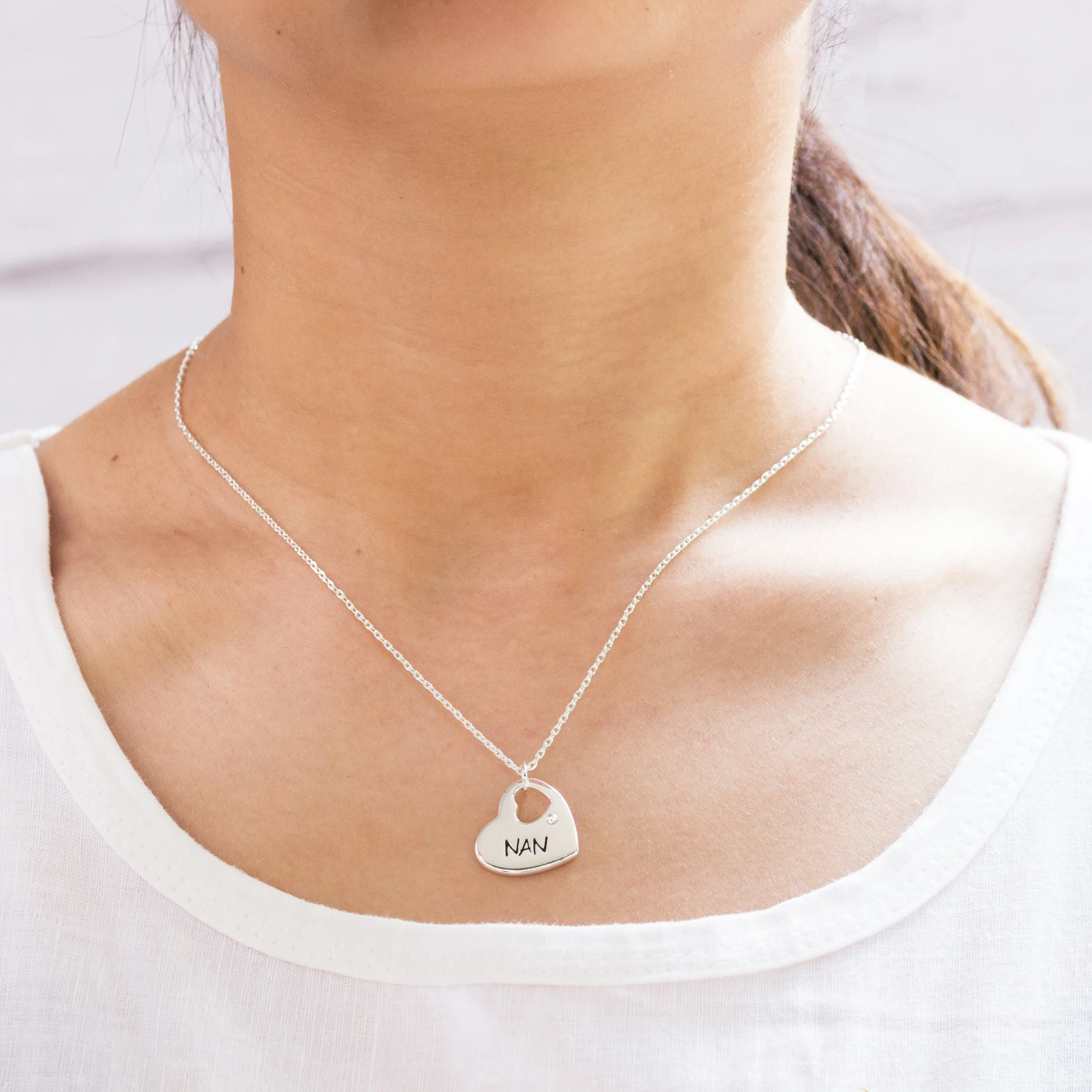 Nan Heart Necklace Created with Zircondia® Crystals