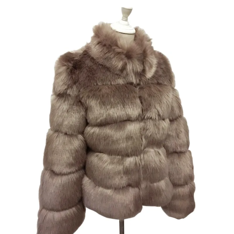 New Arrival Fashion Coats Faux Women Winter Fur Collar Warm Hood Cotton Coat Women Clothes