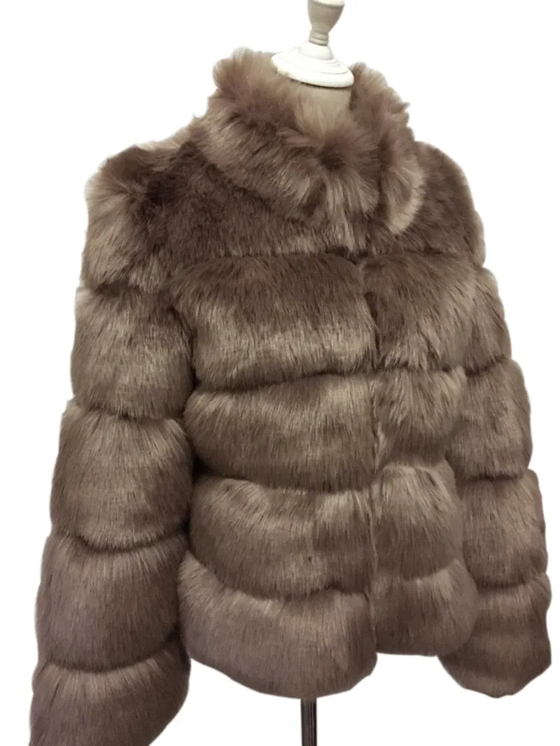 New Arrival Fashion Coats Faux Women Winter Fur Collar Warm Hood Cotton Coat Women Clothes