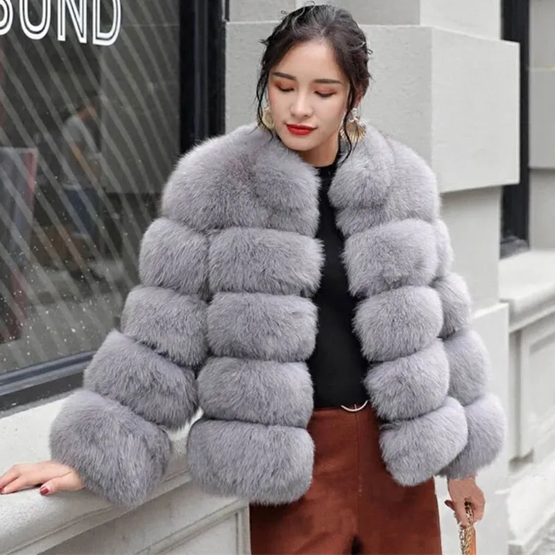 New Arrival Fashion Coats Faux Women Winter Fur Collar Warm Hood Cotton Coat Women Clothes