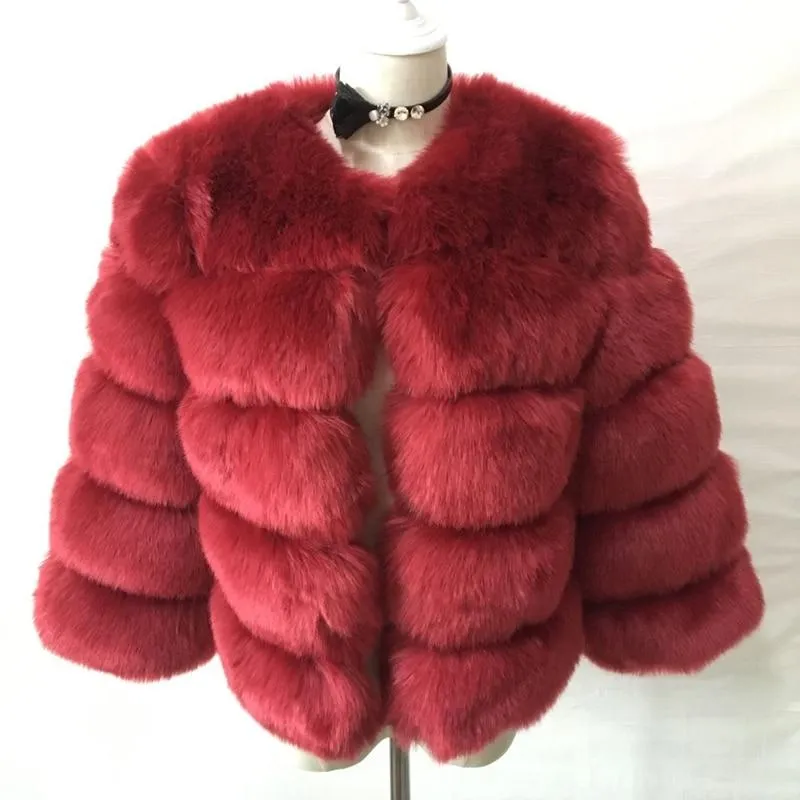 New Arrival Fashion Coats Faux Women Winter Sweater Fur Collar Coat Warm Cotton Women Clothes8