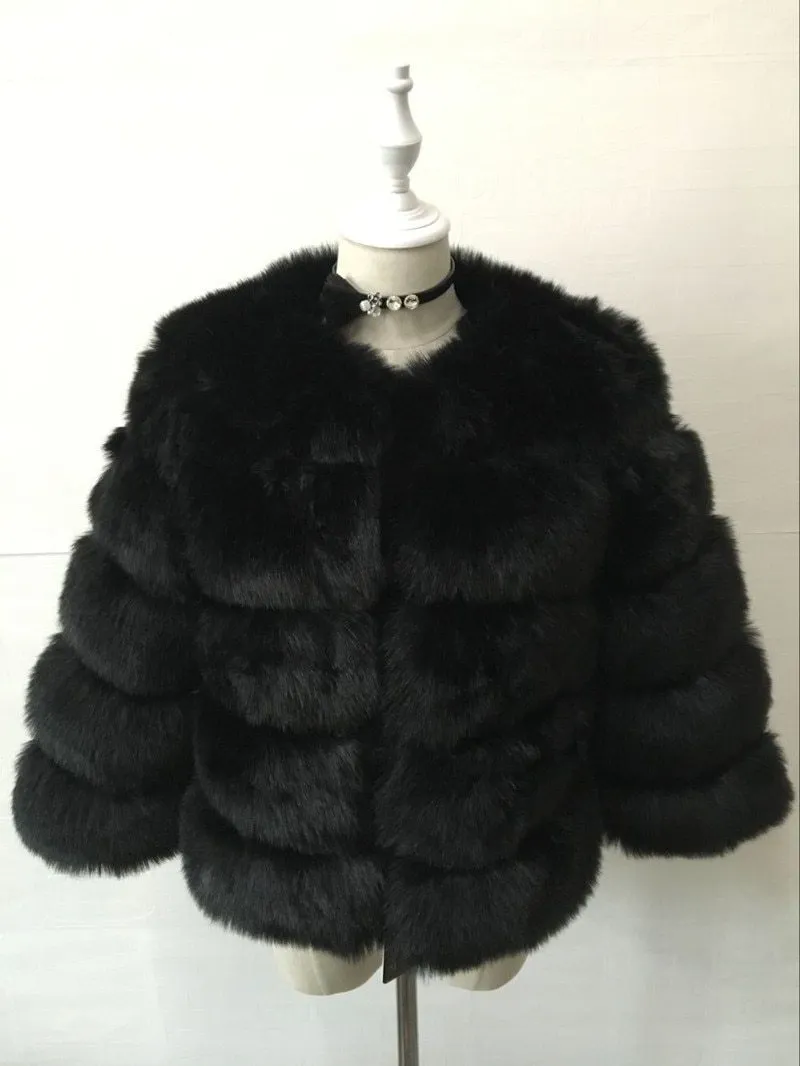 New Arrival Fashion Coats Faux Women Winter Sweater Fur Collar Coat Warm Cotton Women Clothes8