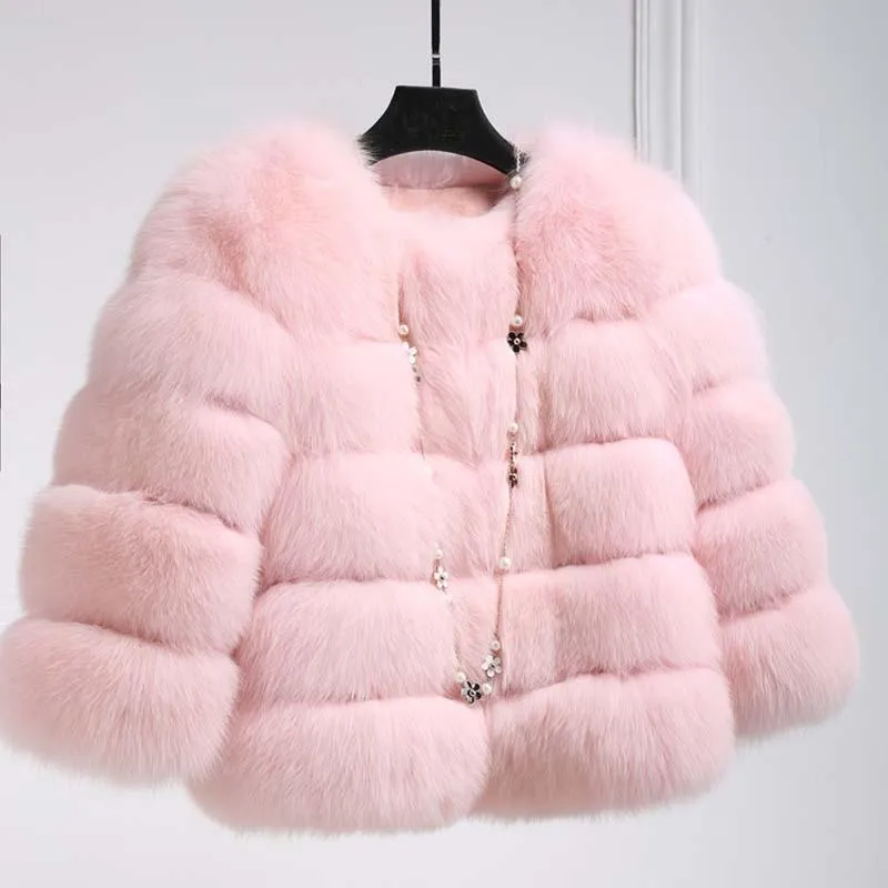 New Arrival Fashion Coats Faux Women Winter Sweater Fur Collar Coat Warm Cotton Women Clothes8