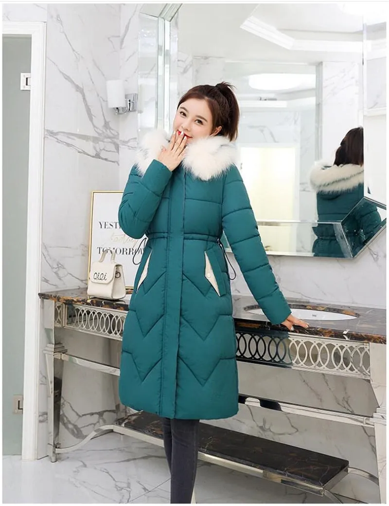 New Arrival Parkas Fashion Coats Women Winter Sweater Fur Collar Hood Warm Cotton Coat Women Clothes